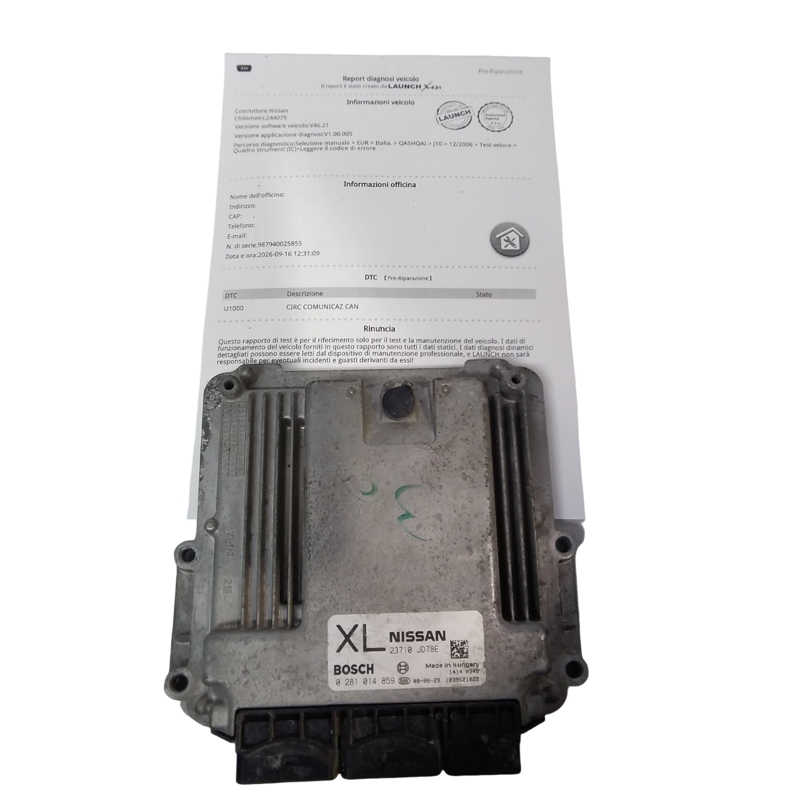 Centralina Iniezione (Bosch) 23710JD78B 0 281 014 859 Usato