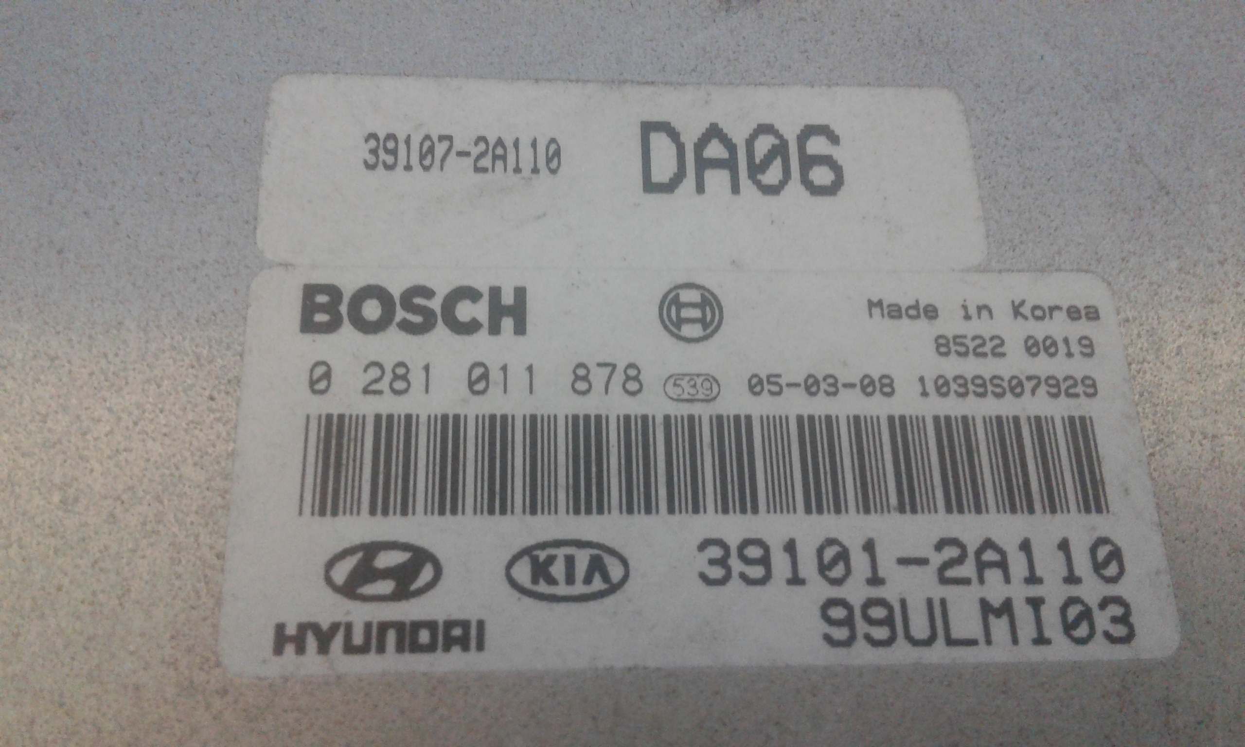 Centralina Iniezione (Bosch Hyundai Kia) 3912026730 0 281 011 878 Usato