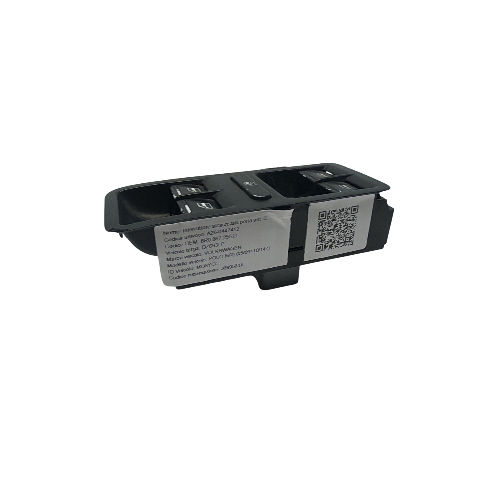 Interruttore Alzacristalli Porta Ant. Sinistro (Volkswagen) 6R0.867.255.D 1K4959857B Usato