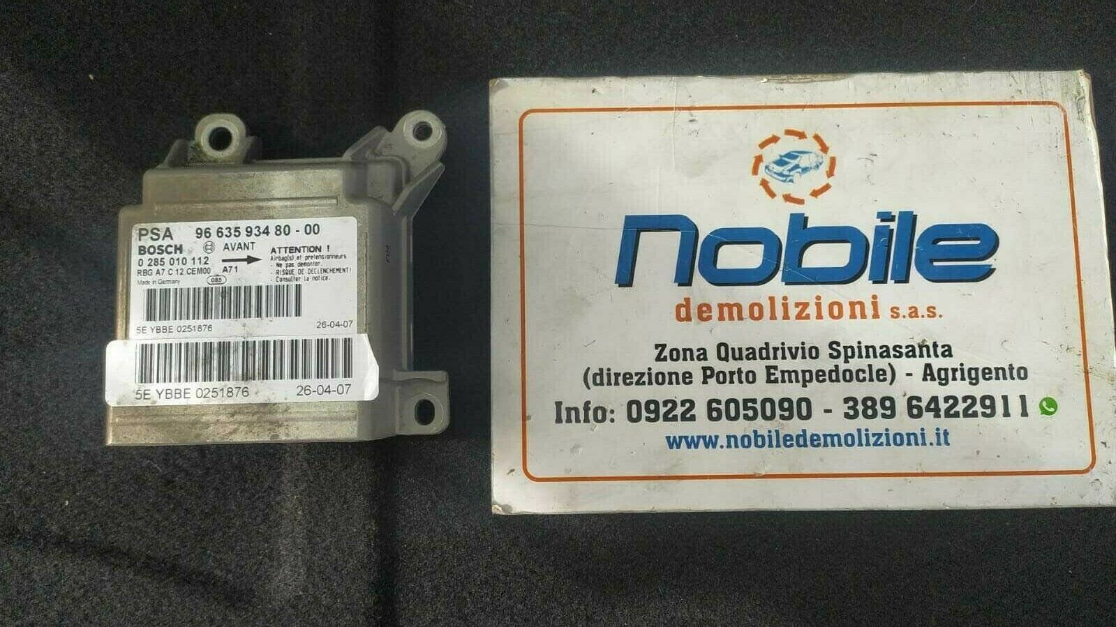 Centralina Comando Airbag (Peugeot) 9663593480 Usato