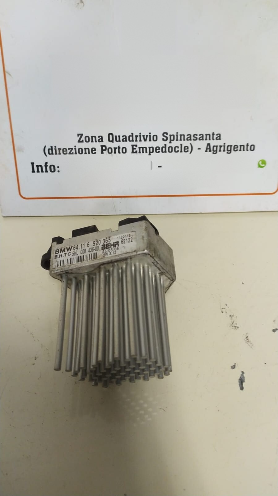 Resistenza motorino ventilazione abitacolo - Immagine 1 di 4