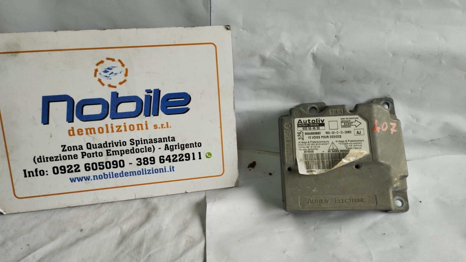 Centralina Comando Airbag (Peugeot) 603554600 Usato