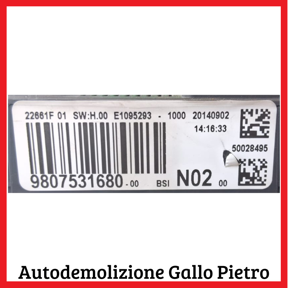 Scatola Fusibili (Psa Peugeot Citroen) 9807531680 Usato
