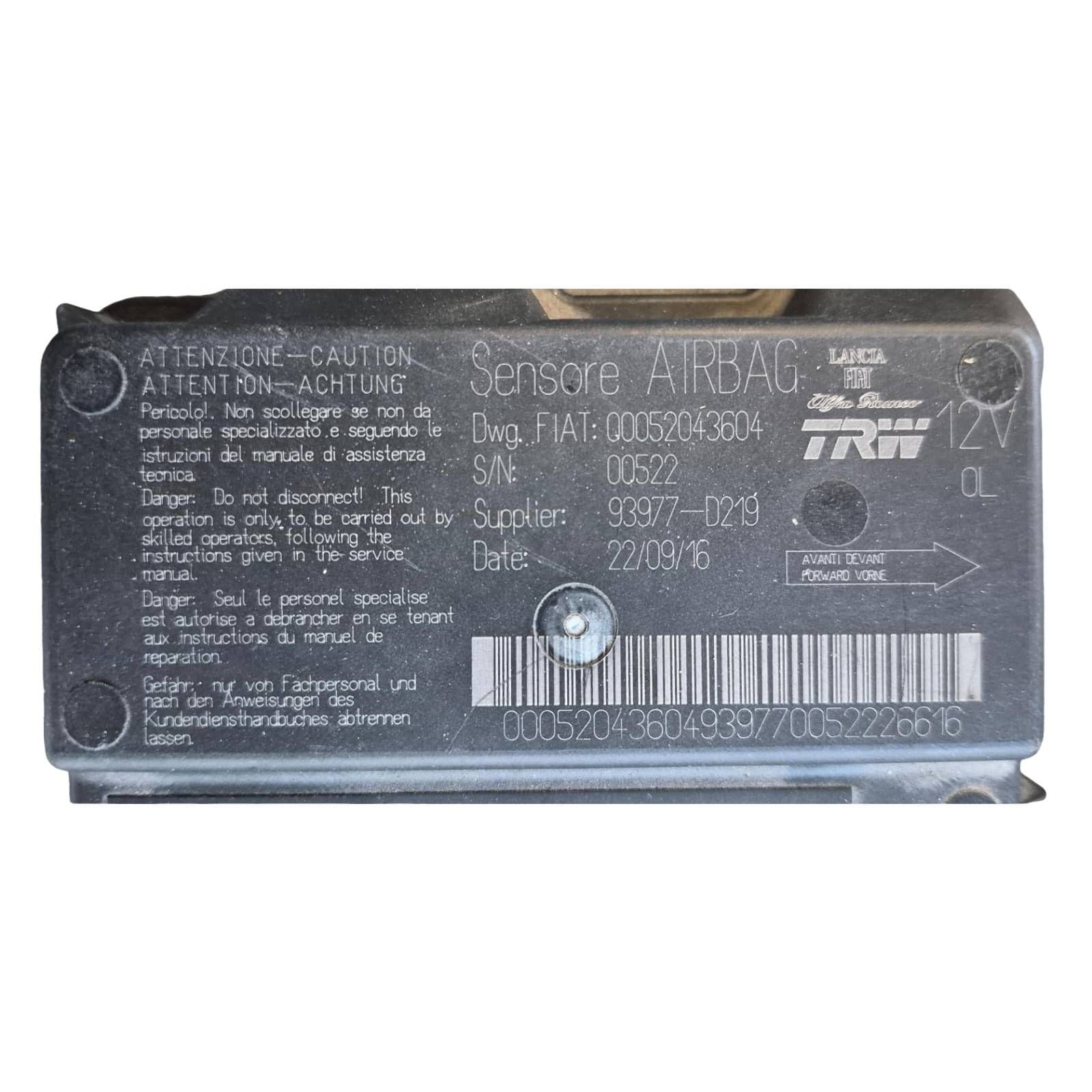 Centralina Comando Airbag (Trw) 52043604 00052043604 Usato